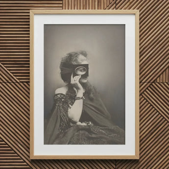 Scherzo Di Follia - Pierre-louis Pierson Art Print / Canvas Framed Black-and-white Portrait Woman Ornate Dress Glass Eye, Small Black