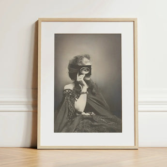 Scherzo Di Follia - Pierre-louis Pierson Art Print / Canvas Framed Black-and-white Portrait Woman Ornate Dress Glass Eye, Small Black