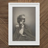 Scherzo Di Follia - Pierre-louis Pierson Art Print / Canvas White-framed Black-and-white Photographic Woman Vintage Attire Glass, Small