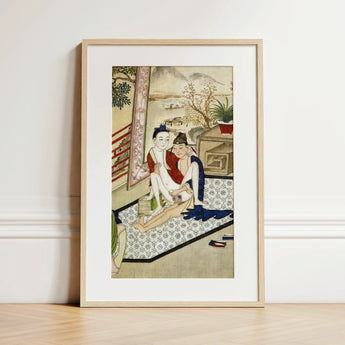 Scholar and Actor - Chinese Homoerotic Art Print / Canvas, 12x18’’ / 31x46cm / Natural Frame / Matboard, Posters Prints & Visual Artwork,