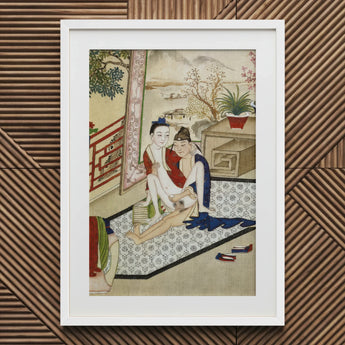 Scholar and Actor - Chinese Homoerotic Art Print / Canvas Framed Traditional East Asian Painting Two Figures Bertholet Collection, Painter