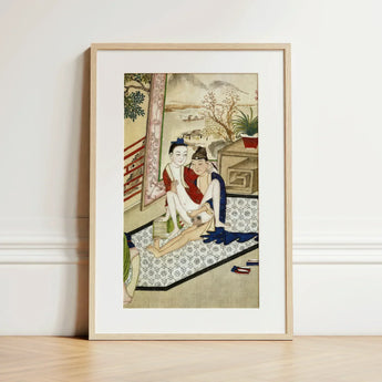 Scholar and Actor - Chinese Homoerotic Art Print / Canvas Framed Traditional East Asian-style Artwork Two Figures Intimate Bertholet