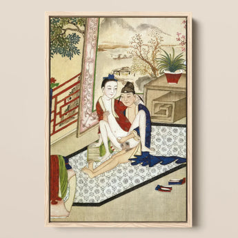 Scholar and Actor - Chinese Homoerotic Art Print / Canvas Framed Traditional East Asian-style Painting Two Figures Indoor Bertholet
