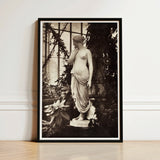 Sculpture of Venus Art Print / Canvas Black-framed Photographic Classical Marble Statue Nude Woman Turns, Sepia Toning Warms, Passionflower