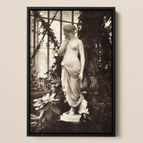 Sculpture of Venus Art Print / Canvas Black-framed Photographic Classical Marble Statue Draped Female Turns, Sepia Toning Warms,