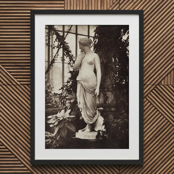 Sculpture of Venus Art Print / Canvas Black-framed White-matted Photographic Classical Marble Statue Sepia Turns, Toning Warms,