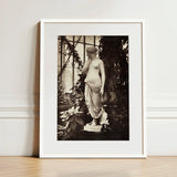 Sculpture of Venus Art Print / Canvas Framed Black-and-white Photograph Classical Marble Statue Elegantly Draped Turns, Sepia Toning Warms,