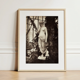 Sculpture of Venus Art Print / Canvas Framed Black-and-white Photograph Classical Statue Elegantly Draped Fabric Marble Turns, Sepia Toning