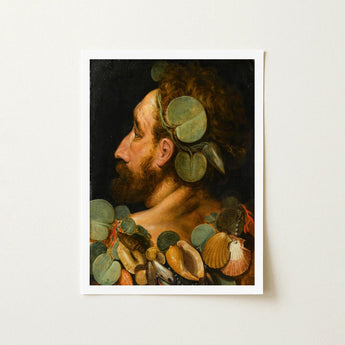 Sea God - Frans Floris Flemish Renaissance Art Print / Canvas Framed Reproduction Classical Painting Bearded Man Profile Adorned Floris’,