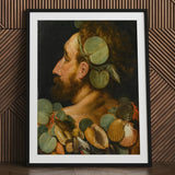 Sea God - Frans Floris Flemish Renaissance Art Print / Canvas Framed Classical Portrait Bearded Man Adorned Green Floris’, Charm Meets