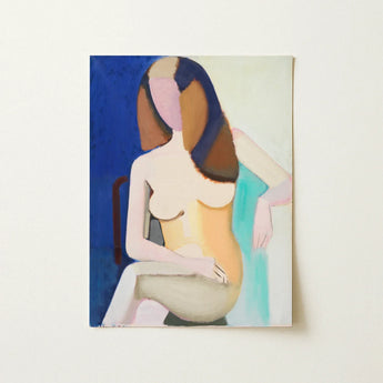 Seated Female Model - Vilhelm Lundstrøm Art Print / Canvas Abstract Painting Nude Figure Stylized Brown Black, Faceless Folds, Emerges