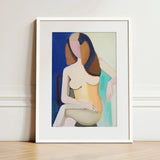 Seated Female Model - Vilhelm Lundstrøm Art Print / Canvas Framed Abstract Painting Figure Smooth Stylized Forms, Faceless Nude Folds,