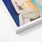 Seated Female Model - Vilhelm Lundstrøm Art Print / Canvas Framed Abstract Painting Stylized Nude Figure Soft Peach, Faceless Folds,