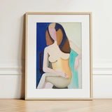 Seated Female Model - Vilhelm Lundstrøm Art Print / Canvas Minimalist Wooden-framed Abstract Painting Stylized Nude Figure Soft, Faceless