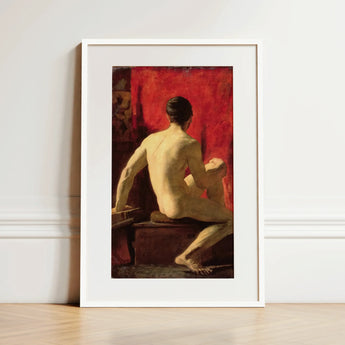 Seated Male Model - William Etty Art Print / Canvas, 12x18’’ / 31x46cm / White Frame / Matboard, Posters Prints & Visual Artwork, Toby Leon