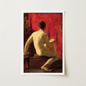 Seated Male Model - William Etty Art Print / Canvas Framed Reproduction Classical Painting Nude Figure Etty’s, Oil Surface Catches, Torso