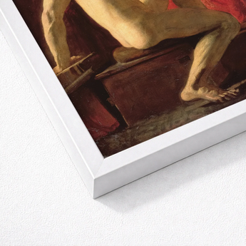 Framed Reproduction Classical Painting Nude Figures Warm Tones William Etty’s Model, Oil Surface Catches, Torso Illuminated