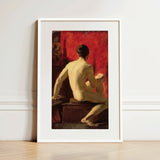 Seated Male Model - William Etty Art Print / Canvas Framed Nude Figure Vibrant Etty’s, Oil Surface Catches, Torso Illuminated Prints