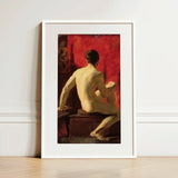 Seated Male Model - William Etty Art Print / Canvas Framed Nude Figure Vibrant Etty’s, Oil Surface Catches, Torso Illuminated Prints
