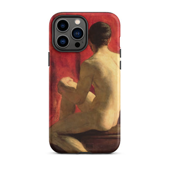 Seated Male Model - William Etty Phone Case Iphone 13 Pro Max / Matte Iphone Case Painting Male Nude William Etty’s Academy, Figure, Deep