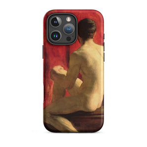 Seated Male Model - William Etty Phone Case, William Etty’s Academy, Nude Male Figure, Deep Carmine Backdrop