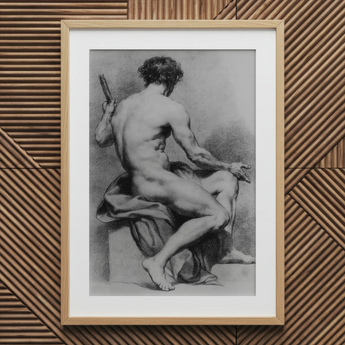 Seated Male Nude - Anton Raphael Mengs Fine-Art-Print / Leinwand, 20x30’’ / 51x76cm / Naturrahmen / Passepartout, Poster Drucke & Visuelles