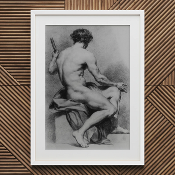 Seated Male Nude - Anton Raphael Mengs Fine-Art-Print / Leinwand, 20x30’’ / 51x76cm / Weißer Rahmen / Passepartout, Poster Drucke & Visuelles