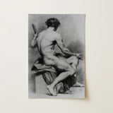Seated Male Nude - Anton Raphael Mengs Fine Art Print / Canvas, 12x18’’ / 31x46cm / Unframed / no Border, Posters Prints & Visual Artwork,