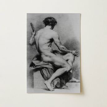 Seated Male Nude - Anton Raphael Mengs Fine Art Print / Canvas, 12x18’’ / 31x46cm / Unframed / no Border, Posters Prints & Visual Artwork,
