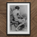 Seated Male Nude - Anton Raphael Mengs Fine Art Print / Canvas Black Framed Charcoal Figure, Ancient Myths Prints