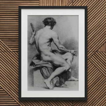 Seated Male Nude - Anton Raphael Mengs Fine Art Print / Canvas Black Framed Charcoal Figure, Ancient Myths Prints