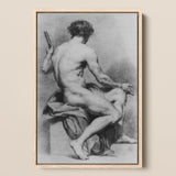Seated Male Nude - Anton Raphael Mengs Fine Art Print / Canvas Framed Charcoal Sketch Muscular Figure, Ancient Myths Prints