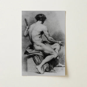 Seated Male Nude - Anton Raphael Mengs Fine Art Print / Canvas Monochrome Sketch Muscular Figure, Ancient Myths Prints