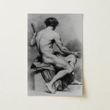 Seated Male Nude - Anton Raphael Mengs Fine Art Print / Canvas Monochrome Sketch Muscular Figure, Ancient Myths Prints