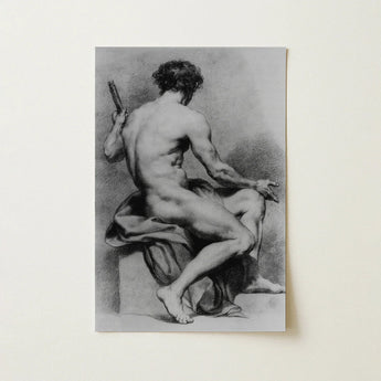 Seated Male Nude - Anton Raphael Mengs Fine Art Print / Canvas Monochrome Sketch Muscular Figure, Ancient Myths Prints