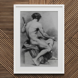 Seated Male Nude - Anton Raphael Mengs Fine Art Print / Canvas, Seated Male Nude, Anton Raphael Mengs, Ancient Myths
