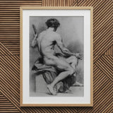 Seated Male Nude - Anton Raphael Mengs Fine Art Print / Canvas Wooden Framed Charcoal Figure, Ancient Myths Prints