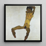 Seated Male Nude (self Portrait) - Egon Schiele Art Print / Canvas, Seated Male Nude, Egon Schiele Art Print, Bruised Ochre