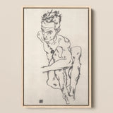 Seated Male Nude (self-portrait) - Egon Schiele Fine Art Print / Canvas, Egon Schiele Fine, Line Quivers, Remembers Pain