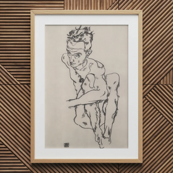 Seated Male Nude (self-portrait) - Egon Schiele Fine Art Print / Canvas, Egon Schiele Fine, Line Quivers, Remembers Pain