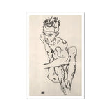 Seated Male Nude (self-portrait) - Egon Schiele Fine Art Print / Canvas Schiele’s Expressive, Line Quivers, Remembers Pain Prints