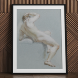 Stampa artistica Seated Naked Man / Canvas, 24x32’’ / 61x81cm / Cornice nera / Passe-partout, Poster, stampe e opere d’arte visiva, Toby Leon
