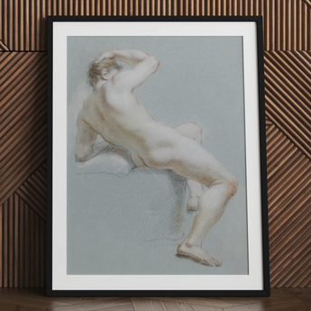 Stampa artistica Seated Naked Man / Canvas, 24x32’’ / 61x81cm / Cornice nera / Passe-partout, Poster, stampe e opere d’arte visiva, Toby Leon