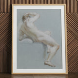 Stampa artistica Seated Naked Man / Canvas, 24x32’’ / 61x81cm / Cornice naturale / Passe-partout, Poster, stampe e opere d’arte visiva, Toby Leon