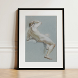 Seated Naked Man Fine Art Print / Canvas, 12x16’’ / 31x41cm / Black Frame / Matboard, Posters Prints & Visual Artwork, Toby Leon