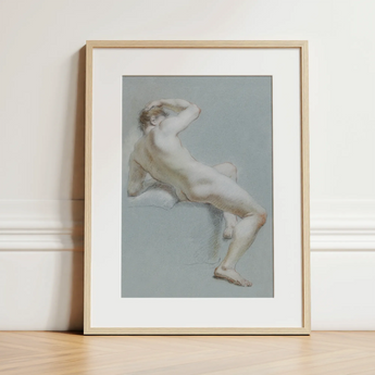 Seated Naked Man Fine Art Print / Canvas, 12x16’’ / 31x41cm / Natural Frame / Matboard, Posters Prints & Visual Artwork, Toby Leon