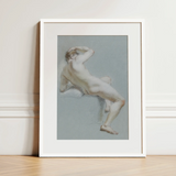 Seated Naked Man Fine Art Print / Canvas, 12x16’’ / 31x41cm / White Frame / Matboard, Posters Prints & Visual Artwork, Toby Leon