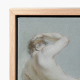 Seated Naked Man Fine Art Print / Canvas Framed Classical Sketch Nude Figure Soft Sits, Arm Hooked Overhead, Body Opening Prints