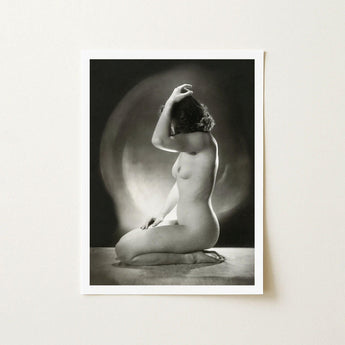 Seated Nude Woman - Jacob Merkelbach Art Print / Canvas Inside Merkelbach’s, Leidseplein, Atelier, Hair Falls Dark, Left Palm Presses,