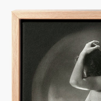 Black-and-white Canvas Print Dancer Motion Framed Light Wood Inside Jacob Merkelbach’s, Leidseplein, Atelier, Hair Falls Dark, Left Palm